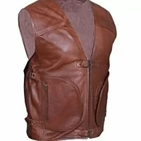 Men Brown Leather Vest, motorcycle leather vest